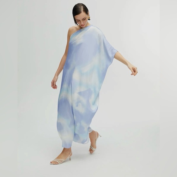 Nocturne Dresses & Skirts - Nocturne One Shoulder Cape Mid Dress Resortwear NWT Size M Vacation Ready